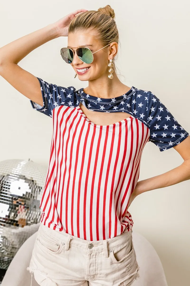 BiBi American Flag Theme Front Cut Out Top - Image 7