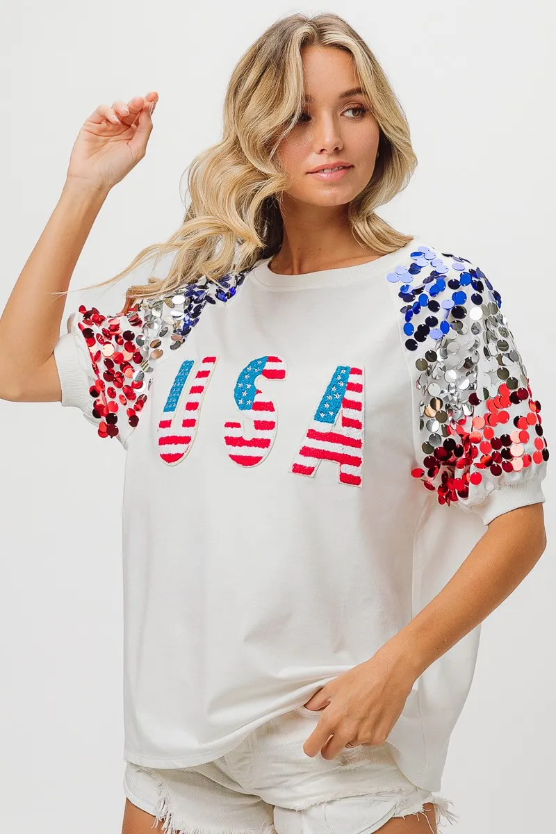 BiBi American Flag Theme Sequin Top - Image 2