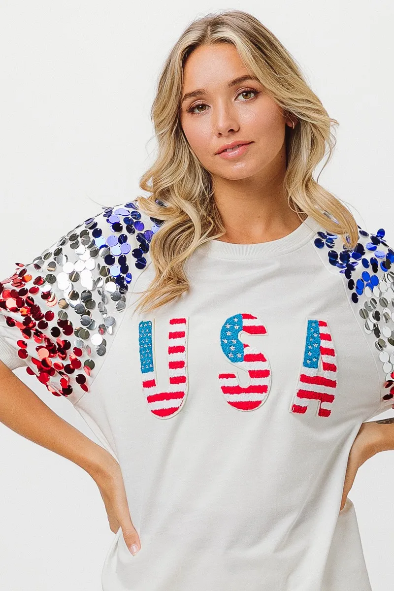 BiBi American Flag Theme Sequin Top - Image 3