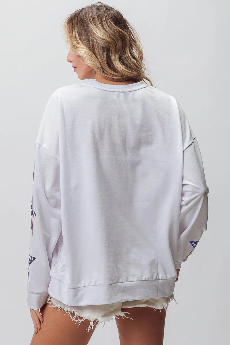BiBi American Flag USA and Star Sequin Sweatshirt - Image 15