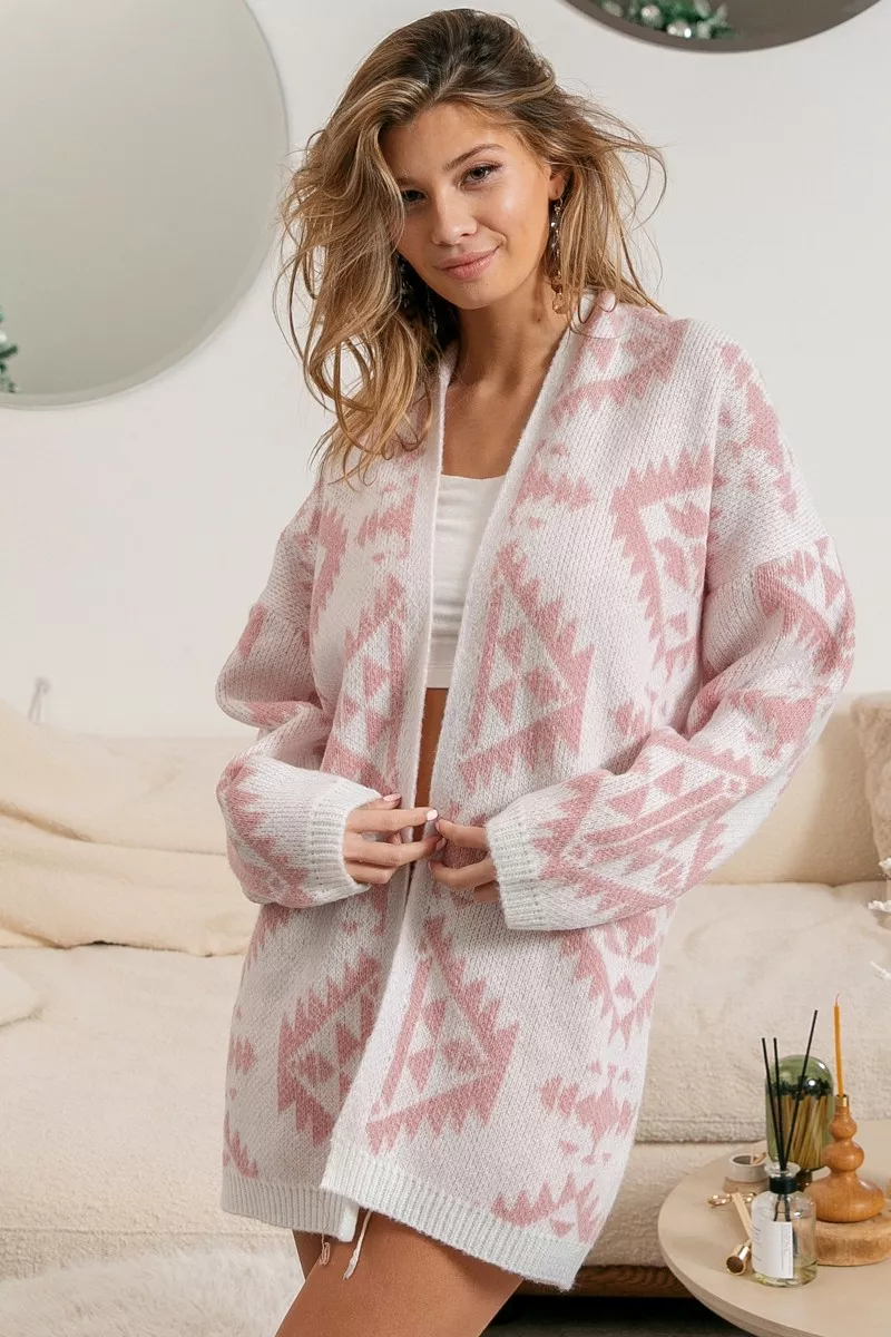 BiBi Aztec Pattern Open Front Cardigan - Image 11