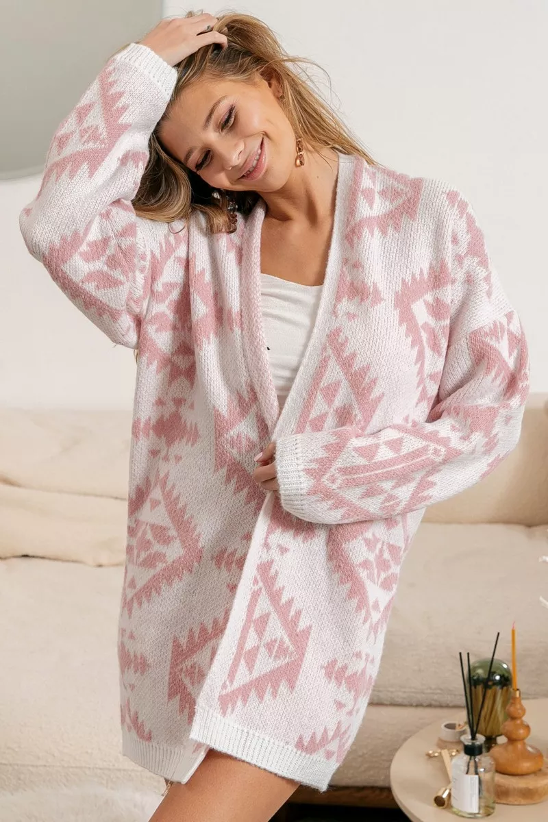 BiBi Aztec Pattern Open Front Cardigan - Image 2