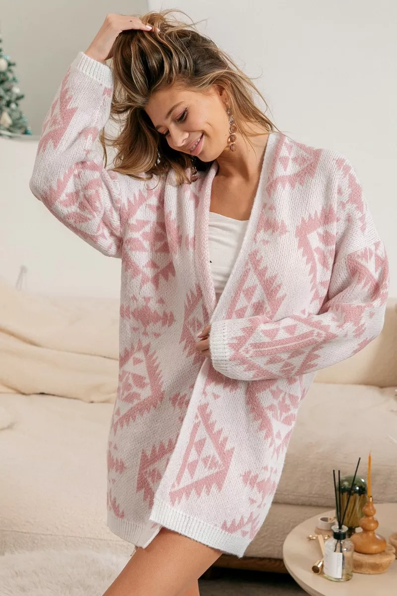 BiBi Aztec Pattern Open Front Cardigan - Image 3