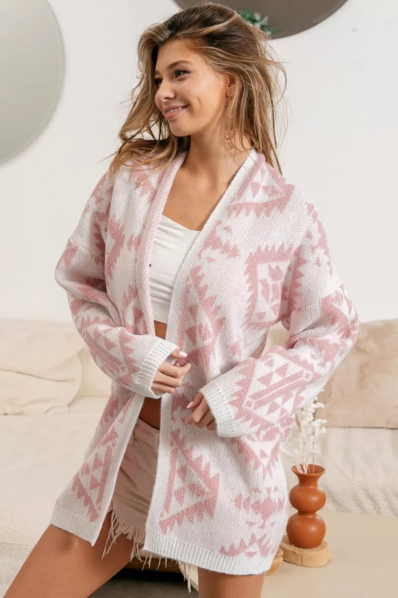BiBi Aztec Pattern Open Front Cardigan - Image 4