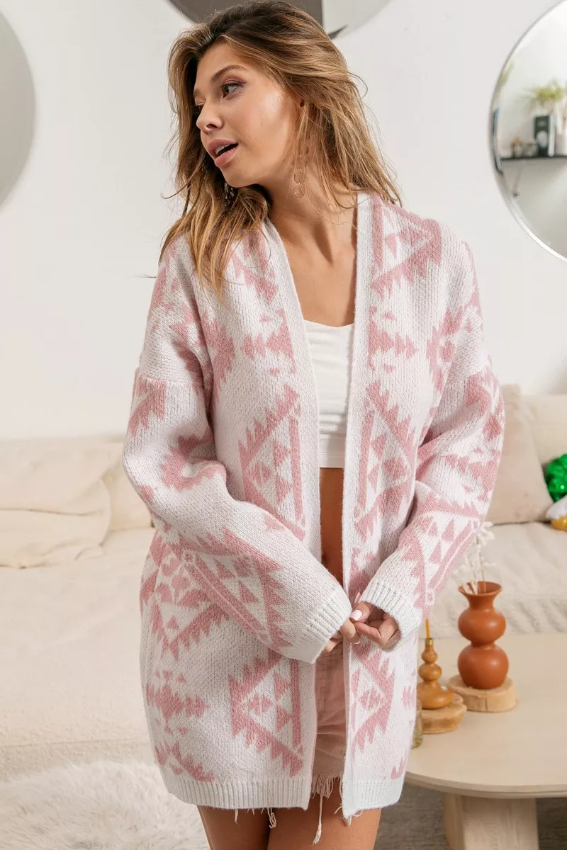 BiBi Aztec Pattern Open Front Cardigan - Image 5
