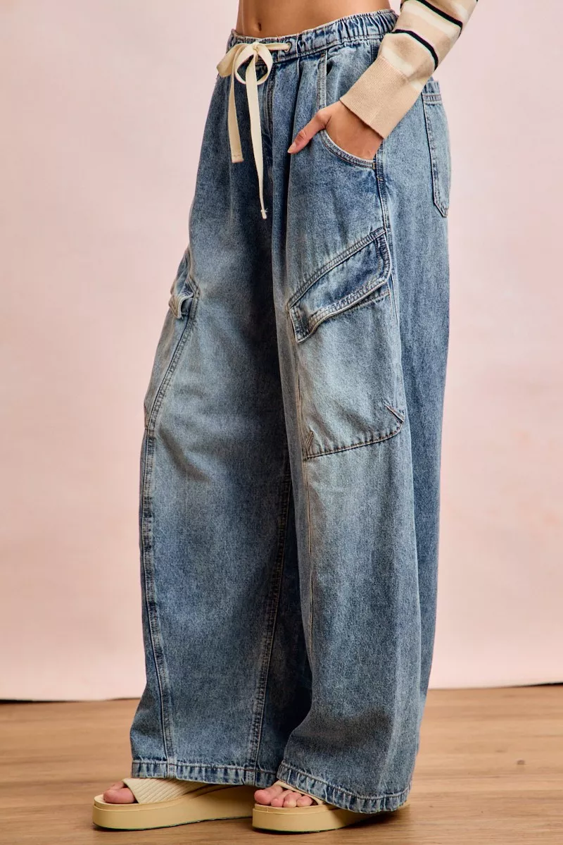BiBi Baggy Barrel Jeans With Cargo Pockets - Image 2