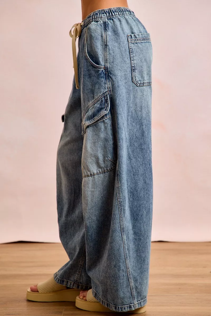 BiBi Baggy Barrel Jeans With Cargo Pockets - Image 3