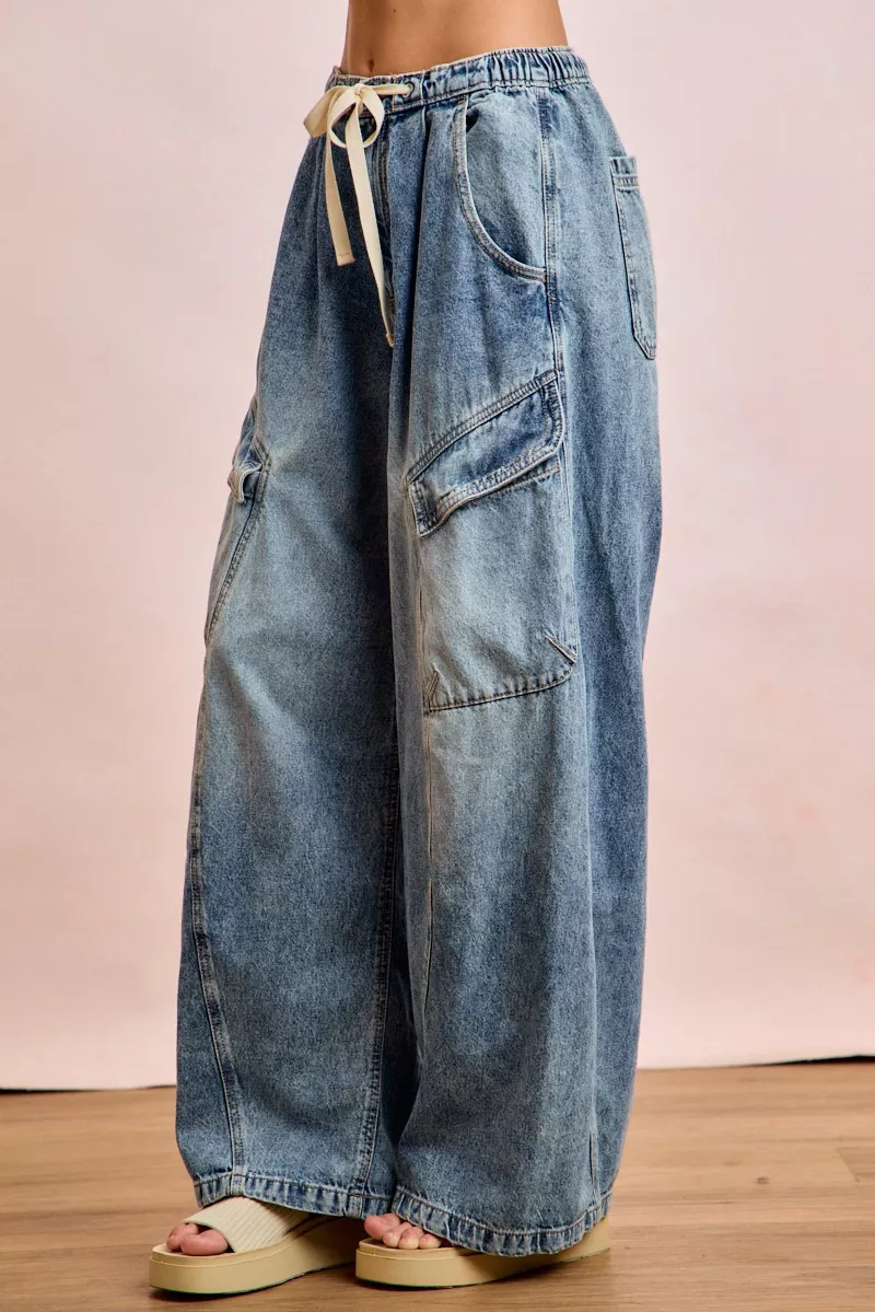 BiBi Baggy Barrel Jeans With Cargo Pockets - Image 4