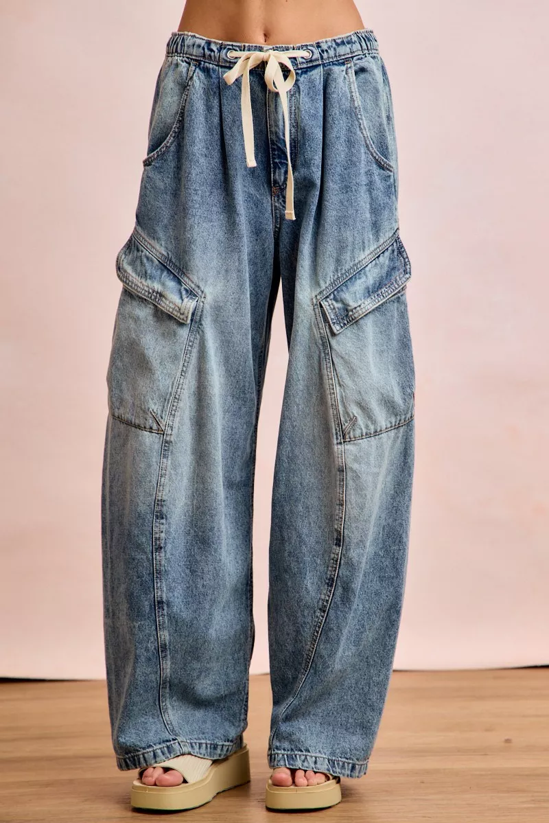 BiBi Baggy Barrel Jeans With Cargo Pockets - Image 5