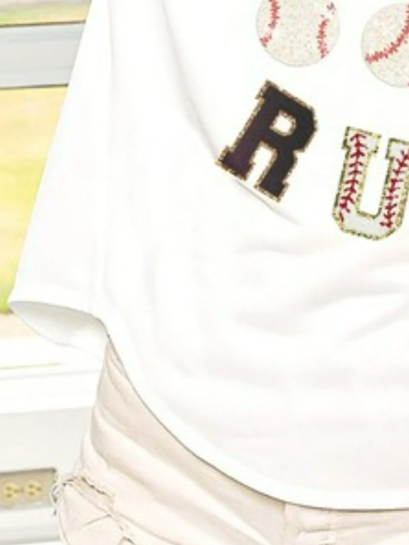 BiBi Baseballs Homerun Letter Washed Short Sleeve Top - Image 3
