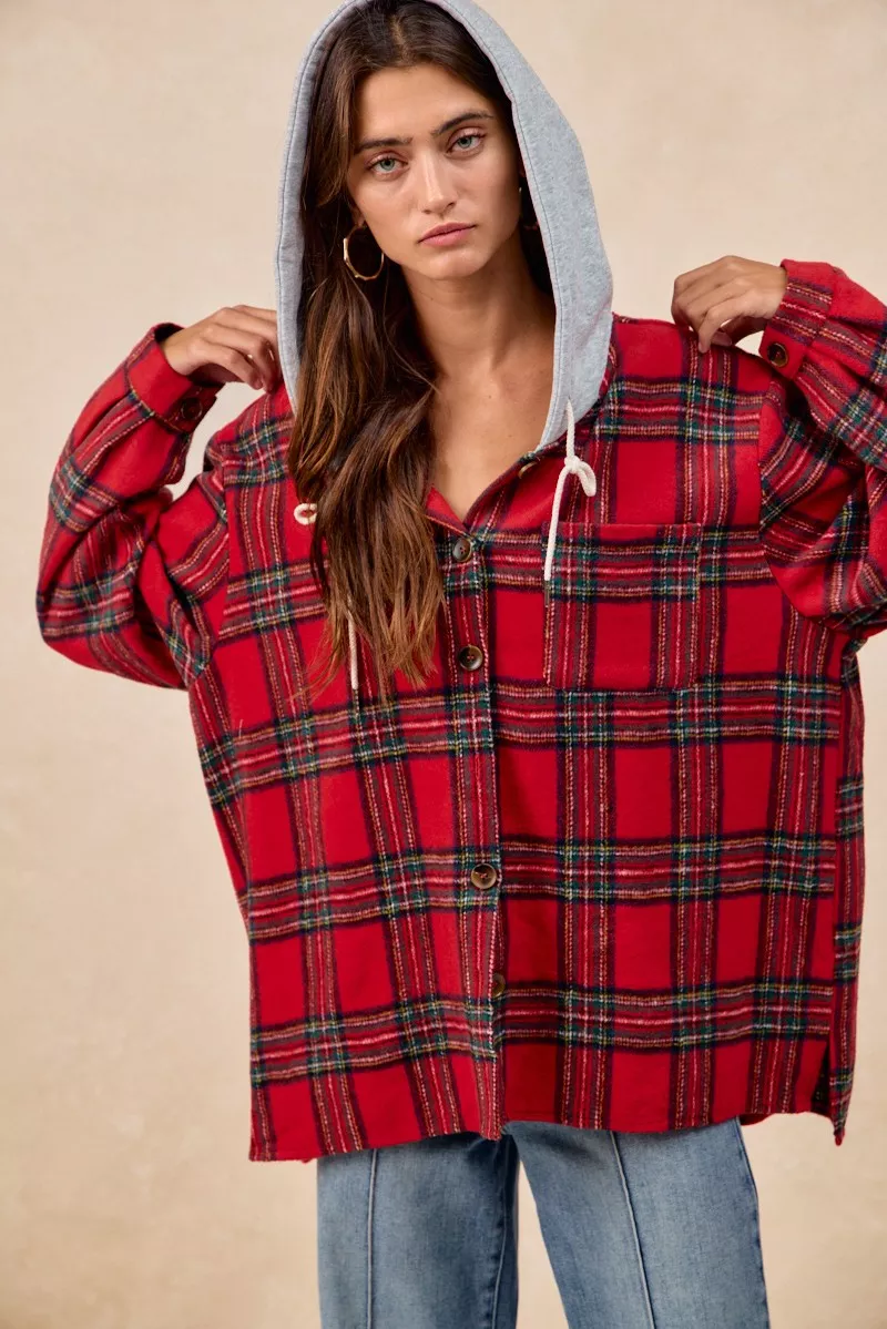 BiBi Brushed Plaid Hooded Jacket - Image 16