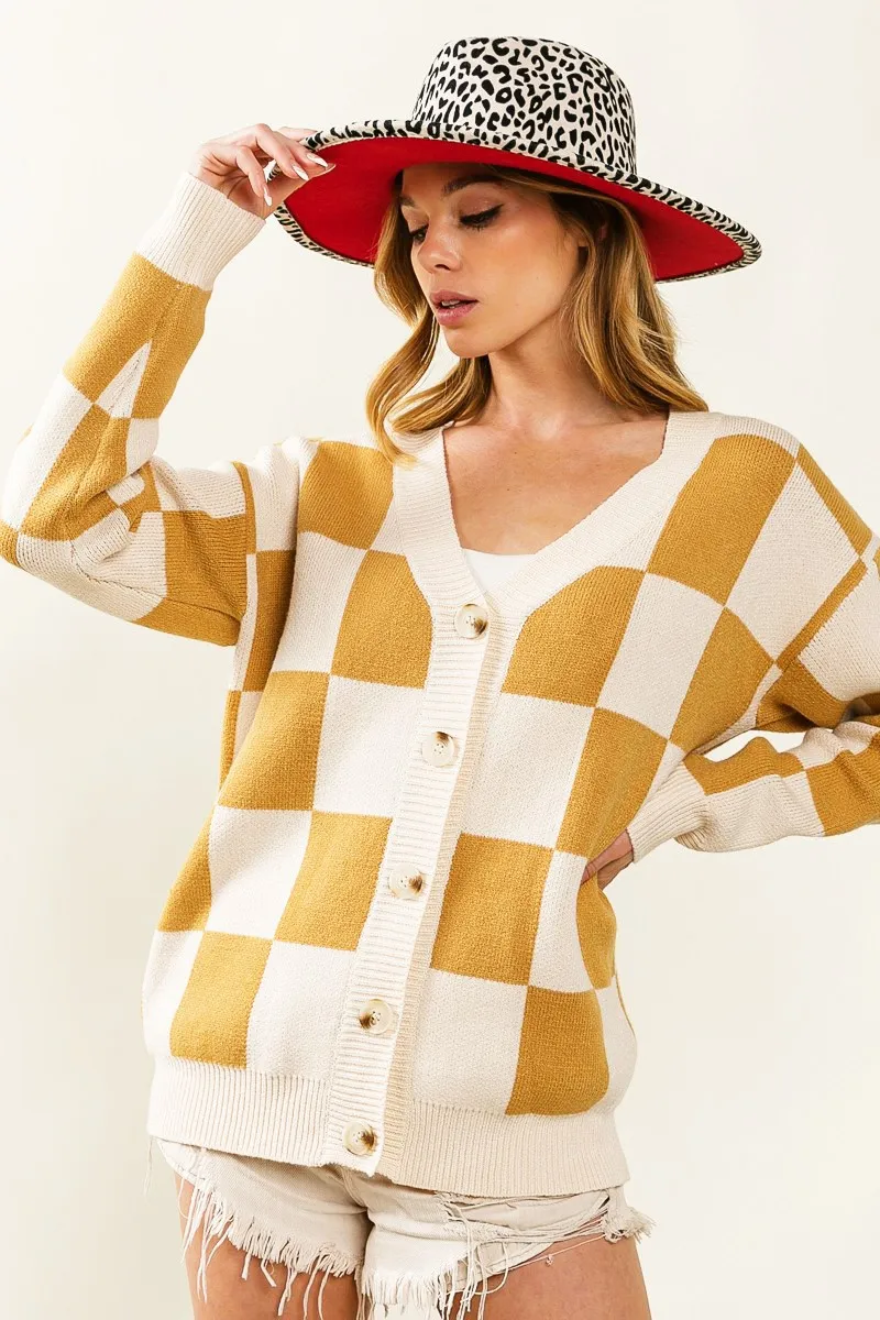 BiBi Checked V-neck Cardigan - Image 3