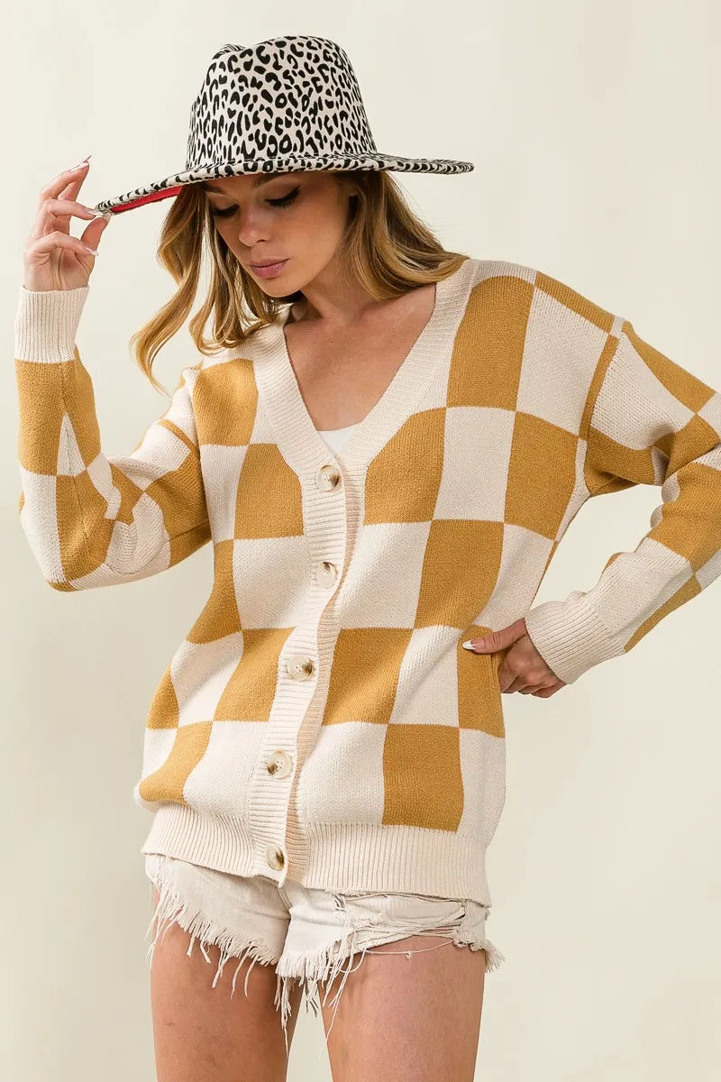BiBi Checked V-neck Cardigan - Image 4
