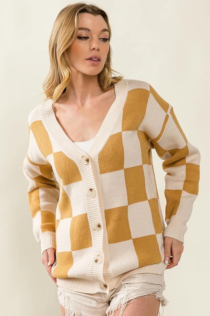 BiBi Checked V-neck Cardigan - Image 6