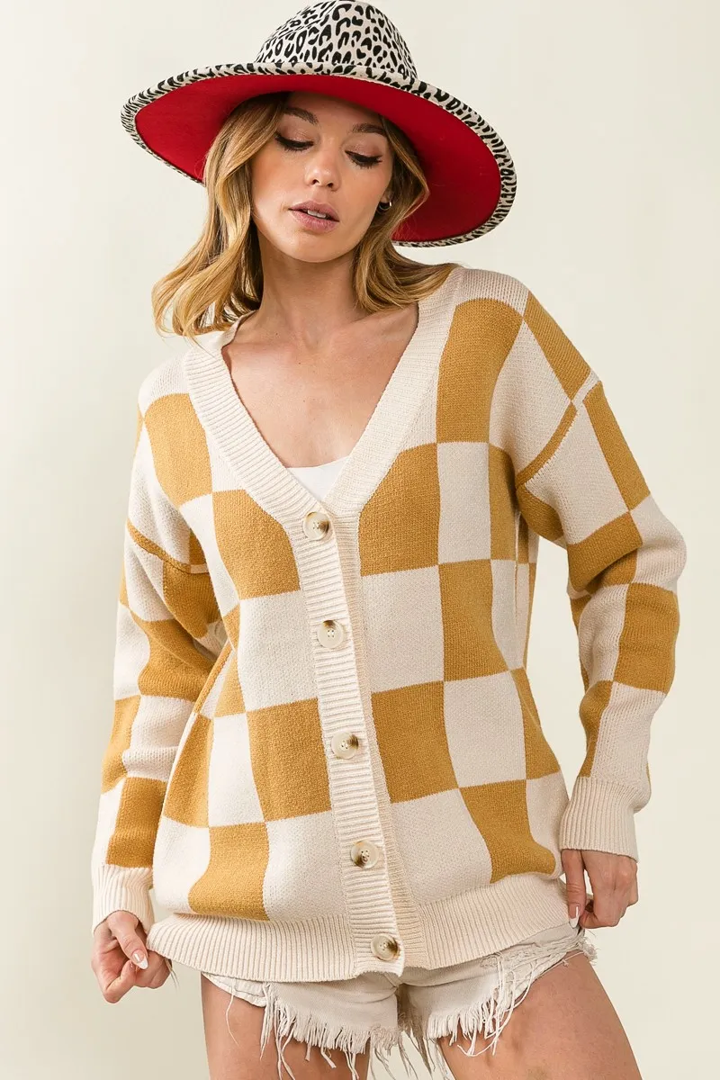 BiBi Checked V-neck Cardigan - Image 7