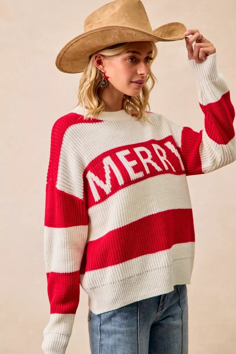 BiBi Christmas Merry Lettering Sweater - Image 3