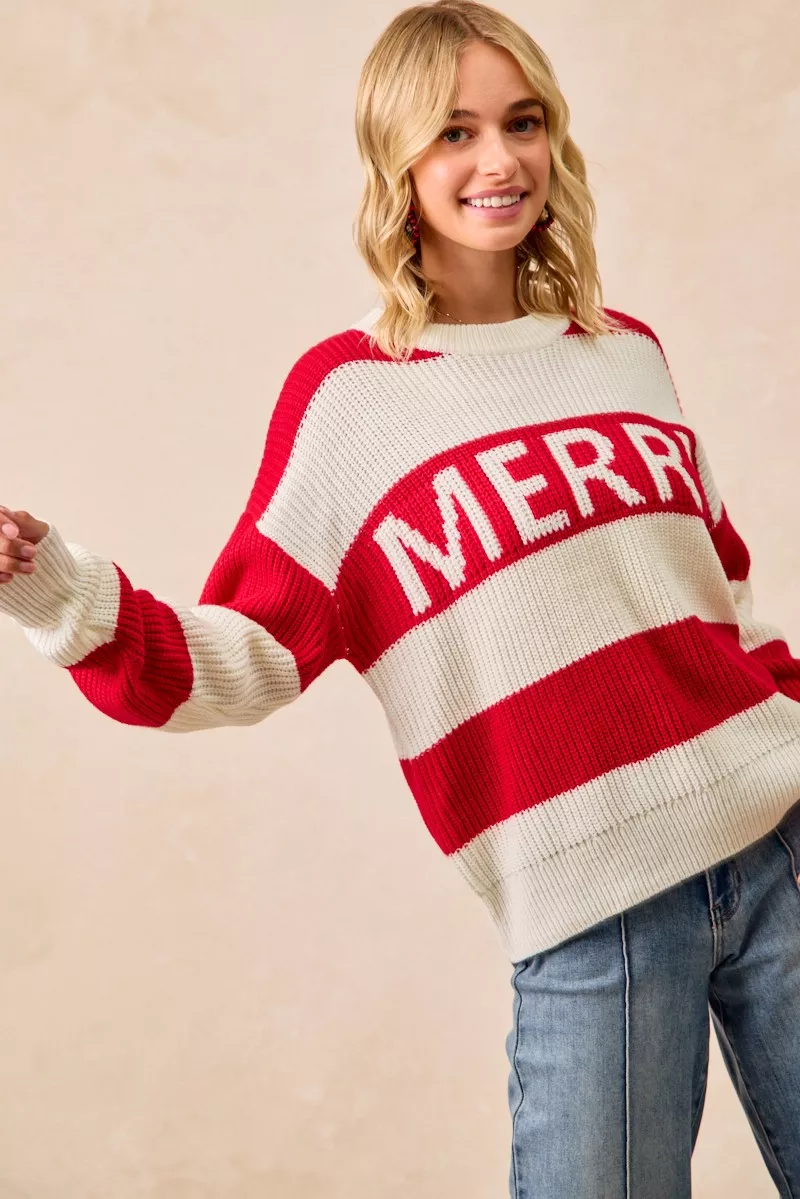 BiBi Christmas Merry Lettering Sweater - Image 9