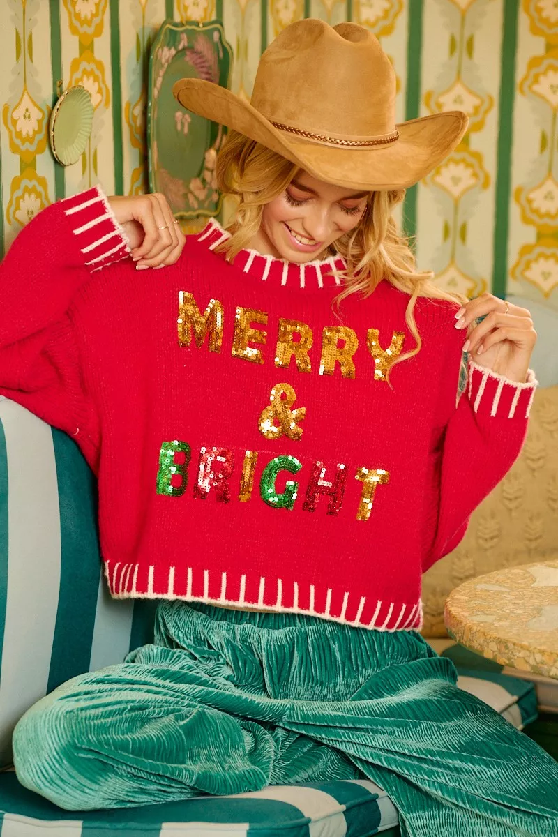 BiBi Christmas Theme Sequin Lattering Sweater - Image 24