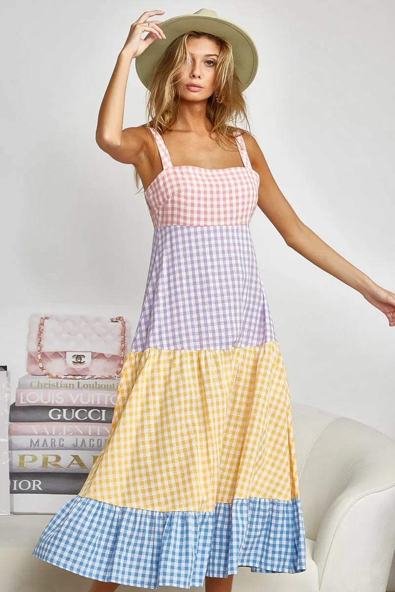 BiBi Color Block Tiered Gingham Dress - Image 6