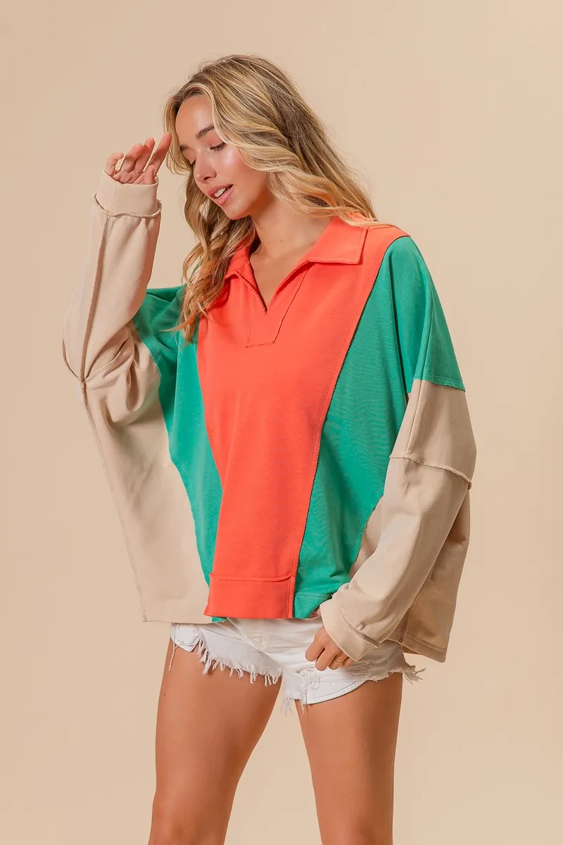 BiBi Colorblock Exposed Seam French Terry Sweatshirt - Image 14