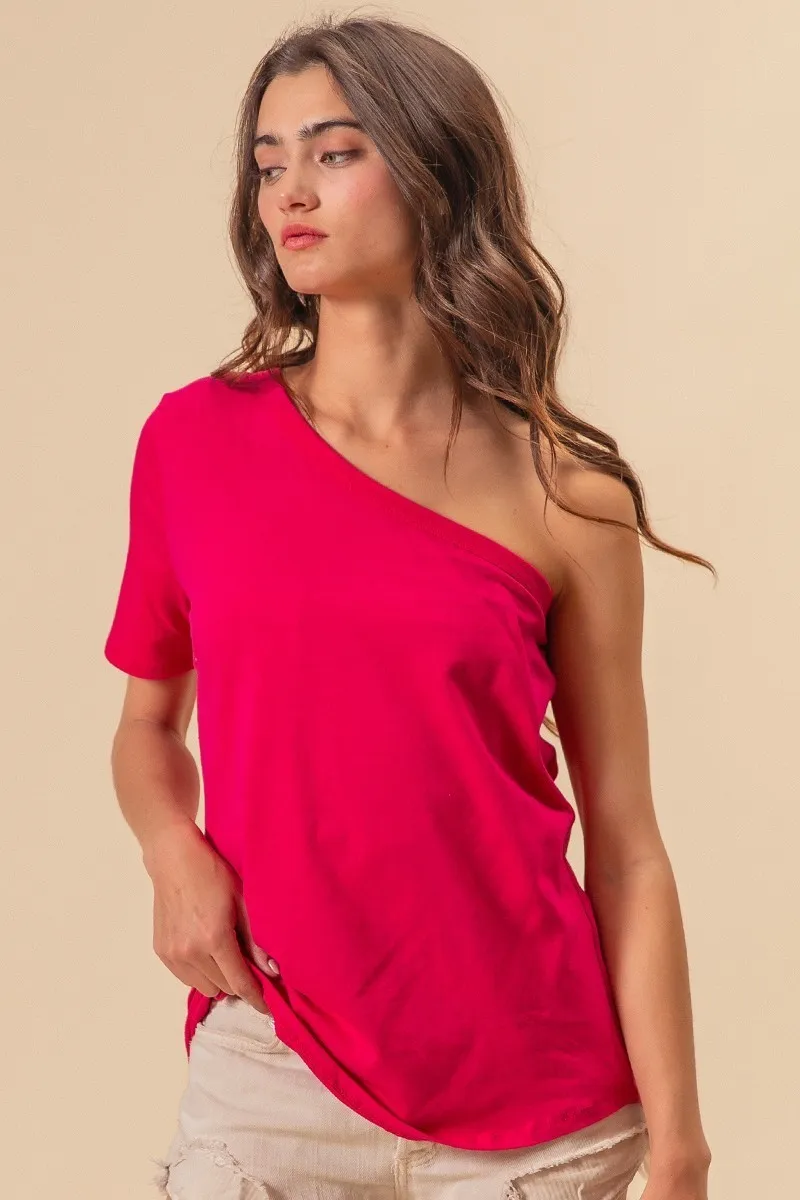 BiBi Cotton Span Knit One Shoulder Top - Image 2