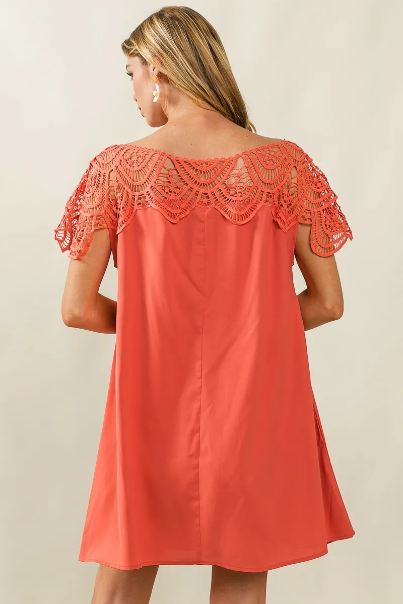 BiBi Crochet Lace Yoke Detailed Wrinkled Dress - Image 12