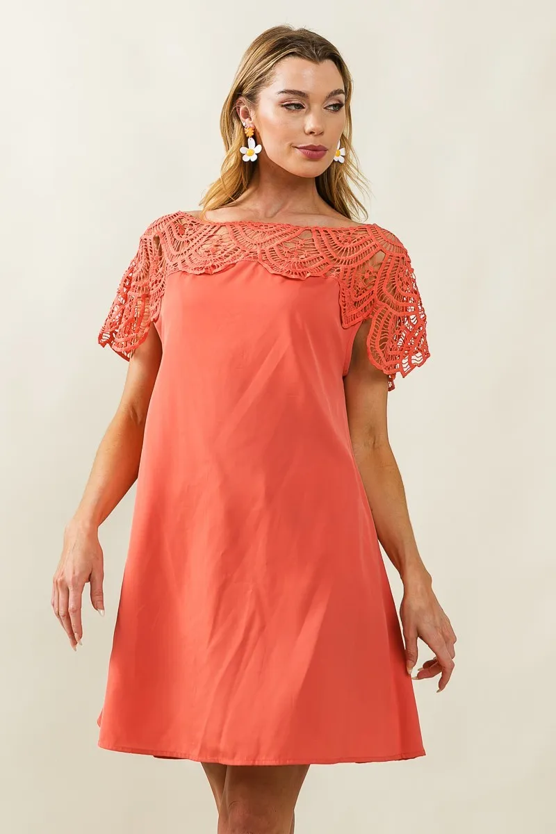 BiBi Crochet Lace Yoke Detailed Wrinkled Dress - Image 7