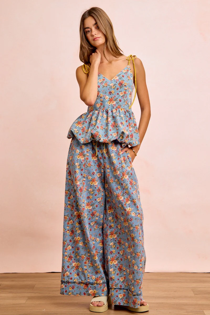 BiBi Floral Printed Drawstring Wide Pants - Image 13