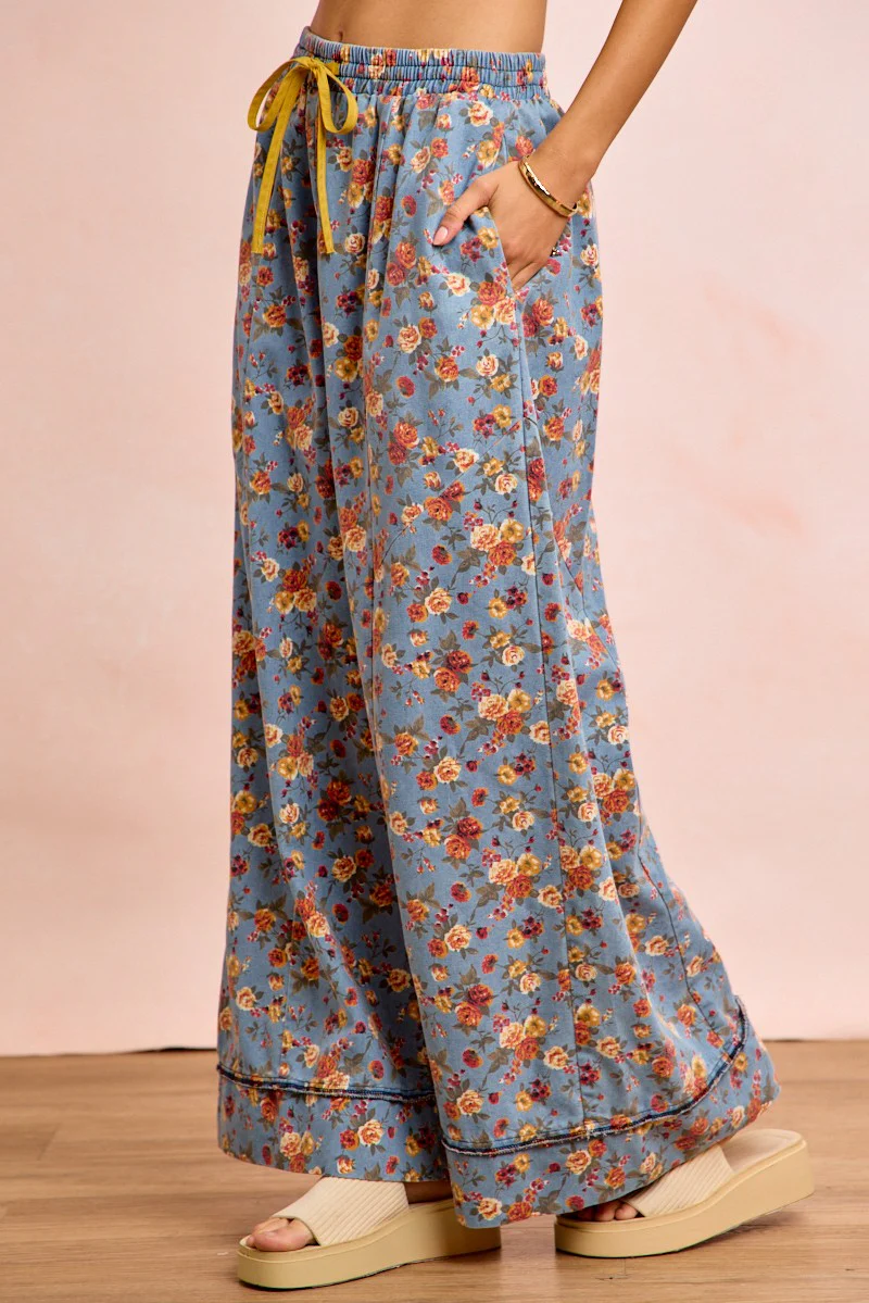 BiBi Floral Printed Drawstring Wide Pants - Image 2