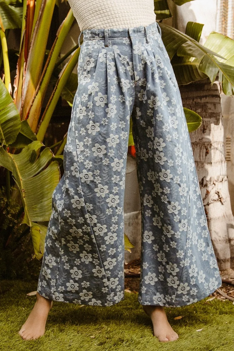 BiBi Floral Texture Wide Leg Jeans - Image 2