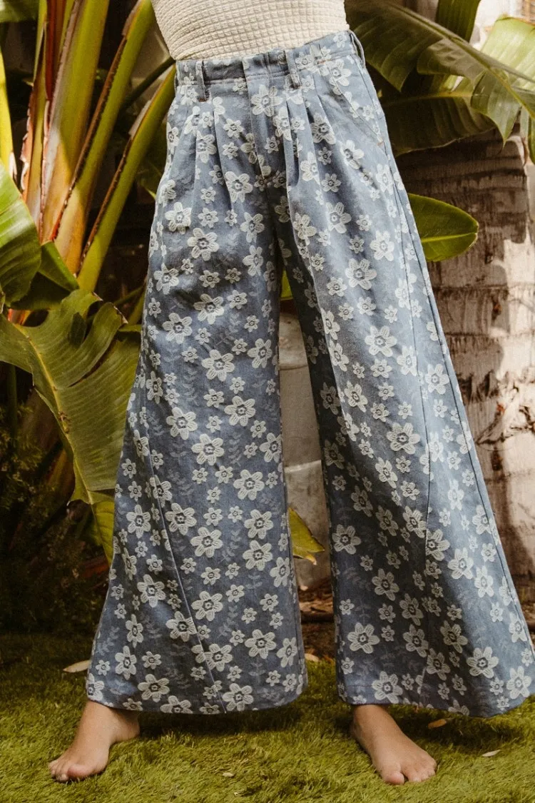 BiBi Floral Texture Wide Leg Jeans - Image 4