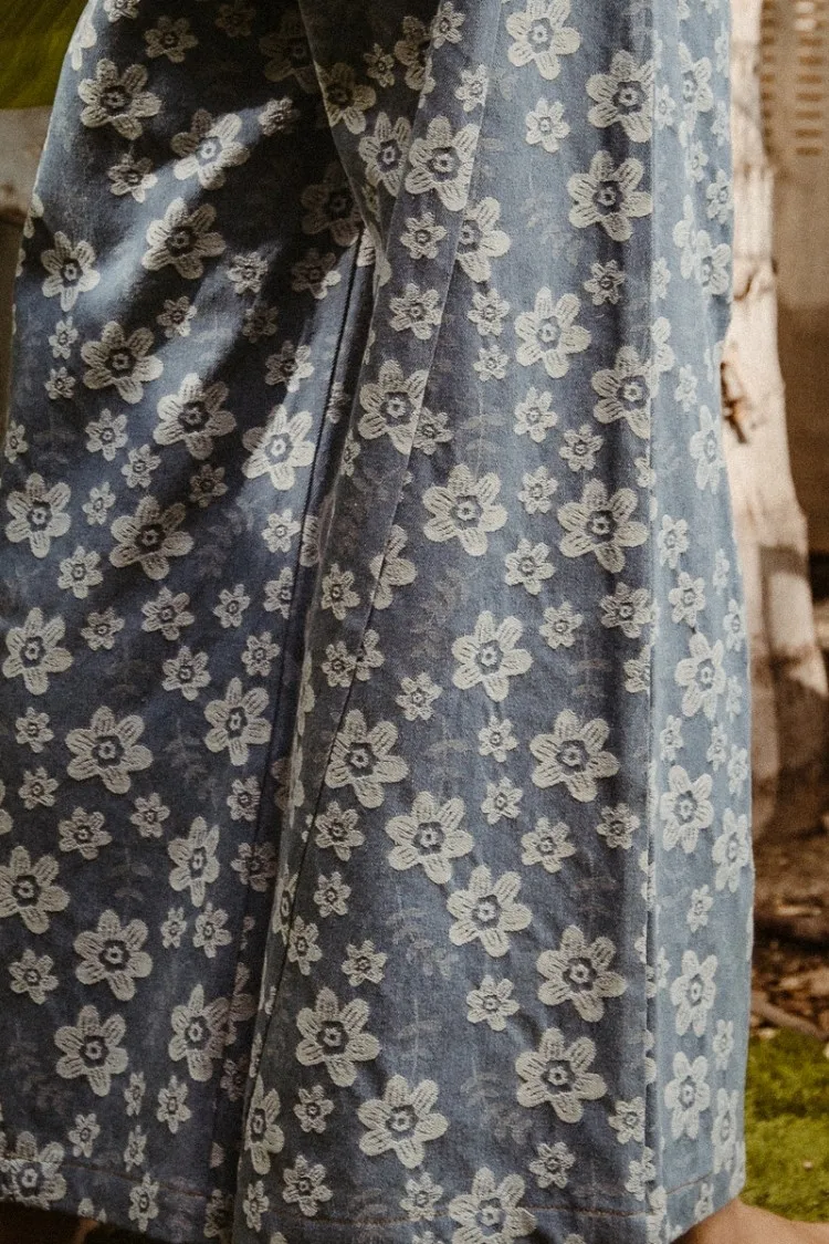 BiBi Floral Texture Wide Leg Jeans - Image 8