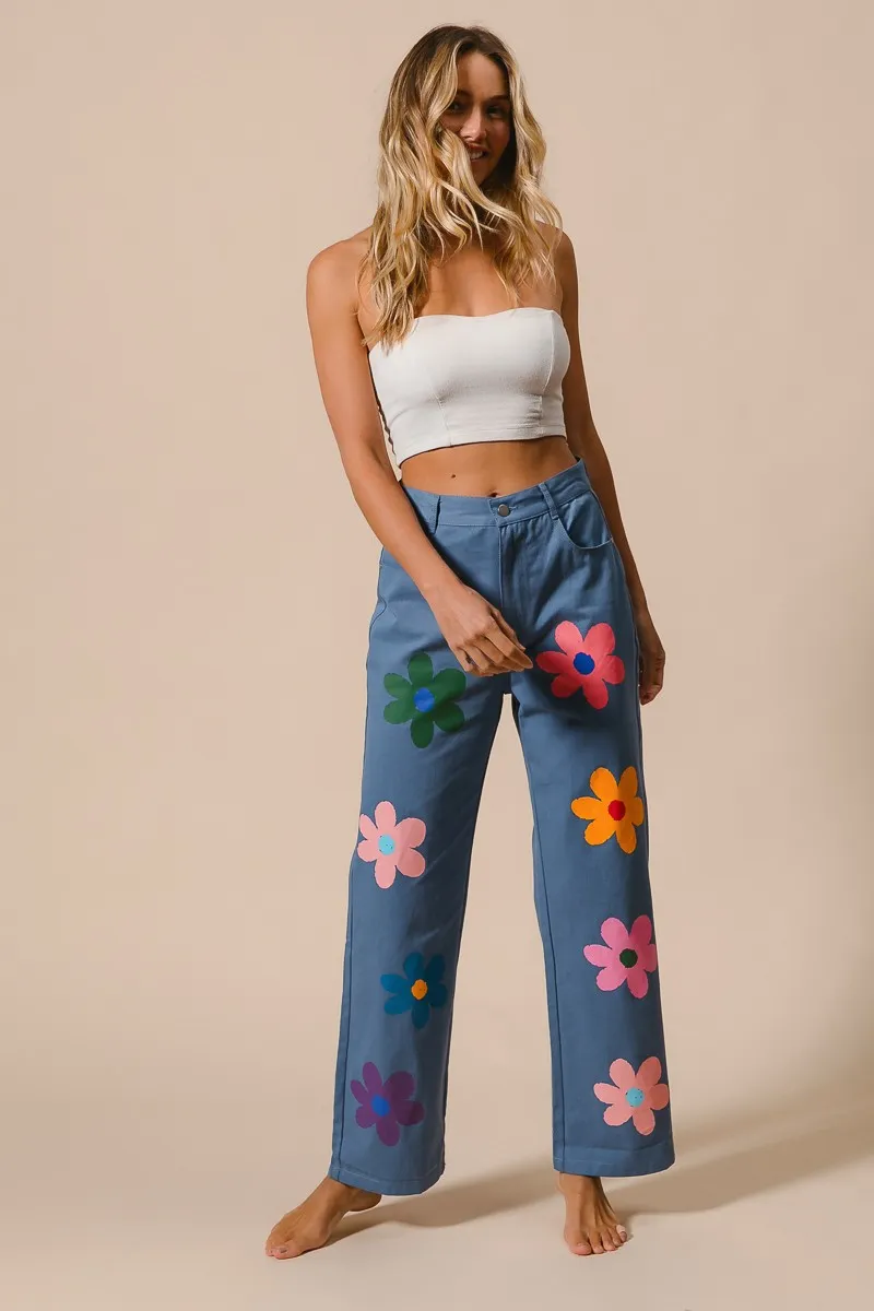 BiBi Flower Print Straight Legs Pants - Image 14