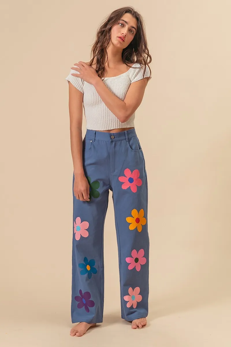 BiBi Flower Print Straight Legs Pants - Image 8