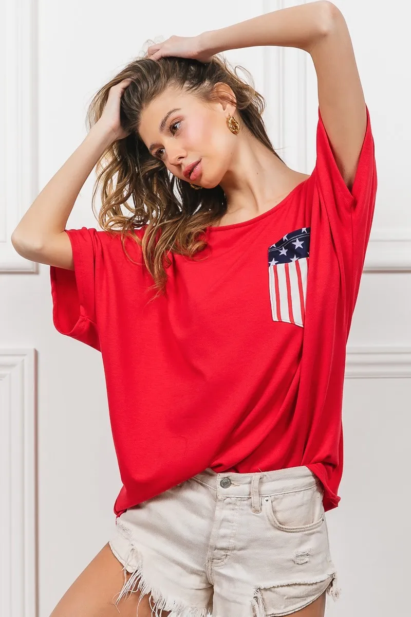 BiBi French Terry With Front Pocket Dolman Sleeves Top - Image 12
