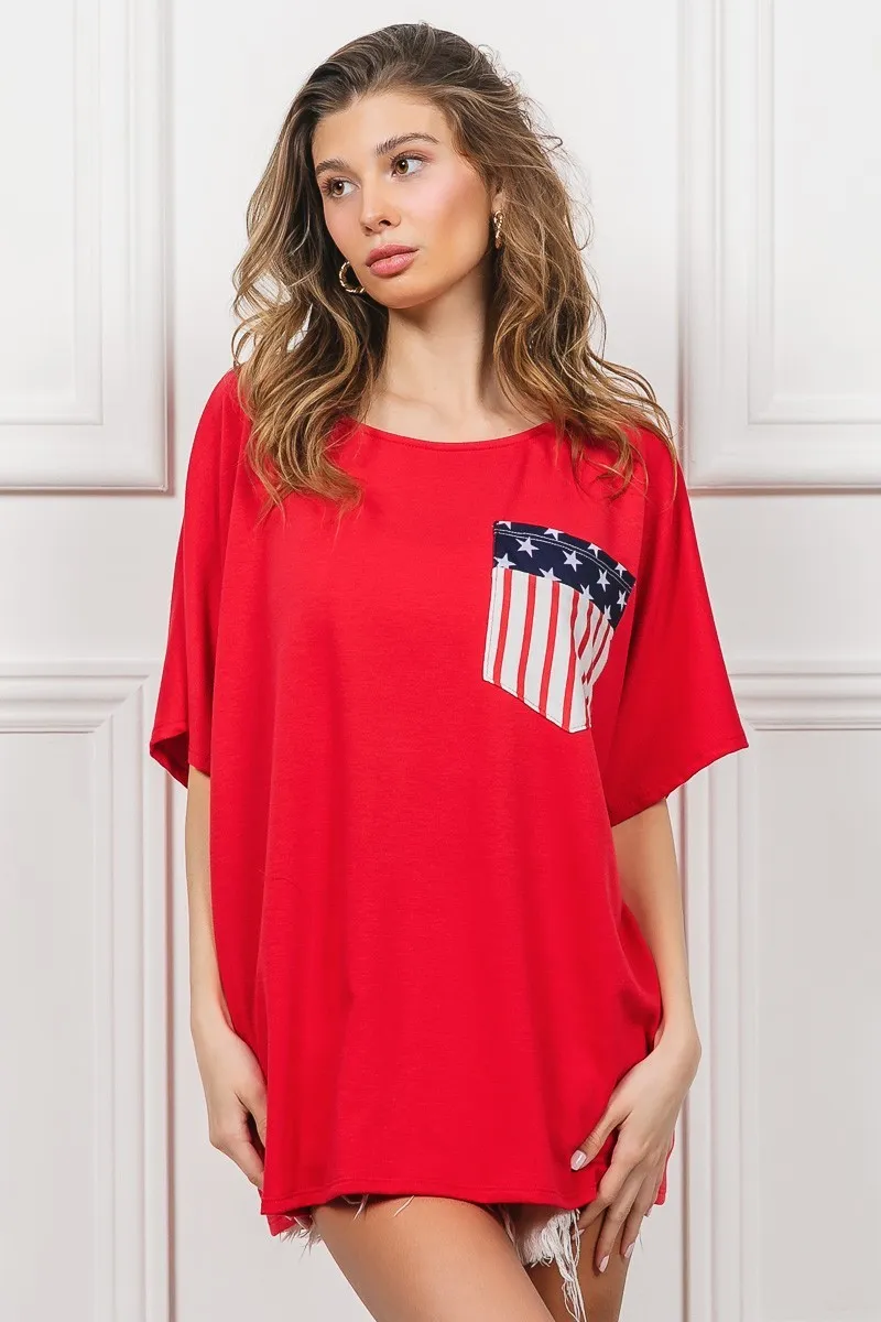 BiBi French Terry With Front Pocket Dolman Sleeves Top - Image 5