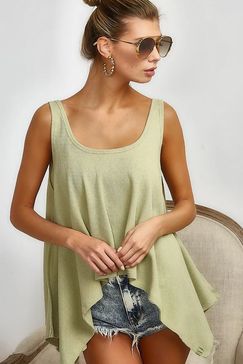BiBi High and Low Flare Knit Tank Top - Image 2