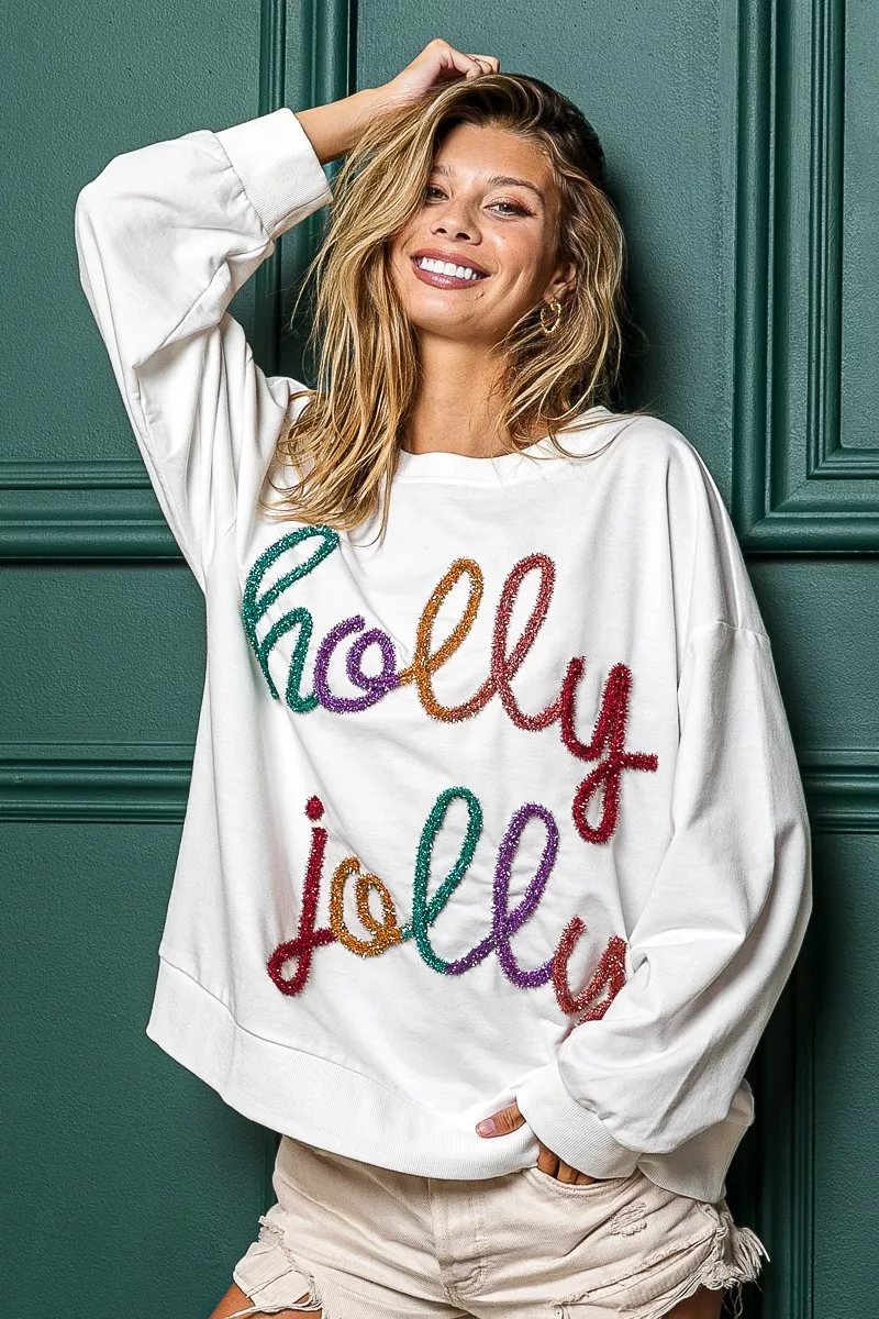 BiBi Holly Jolly Christmas French Terry Sweatshirt - Image 2