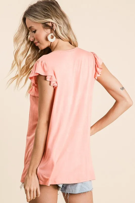 BiBi Jersey Knit Gathered Top with Ruffles - Image 3