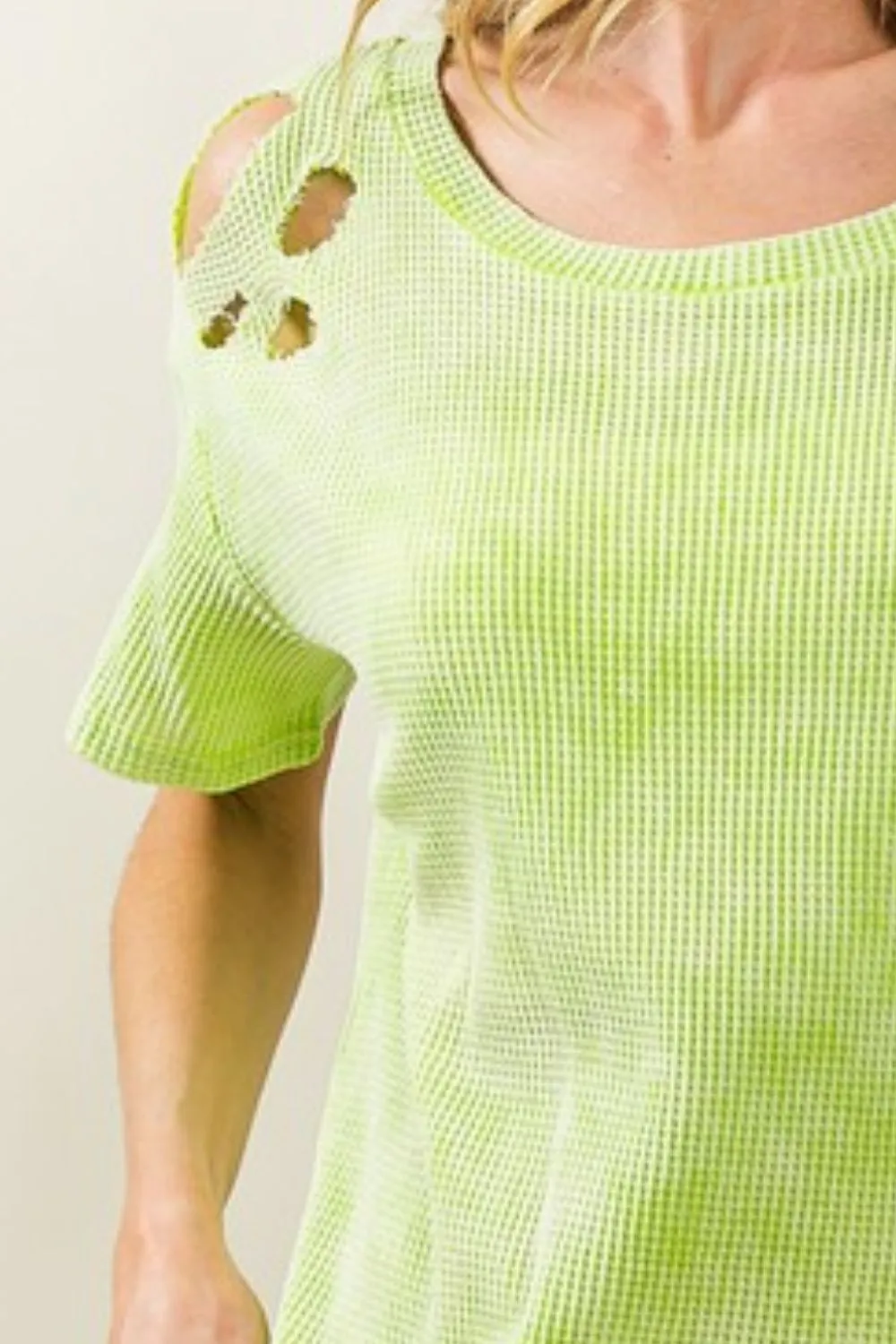 BiBi Laser Cut Mineral Washed Loose Fit Thermal Top - Image 3