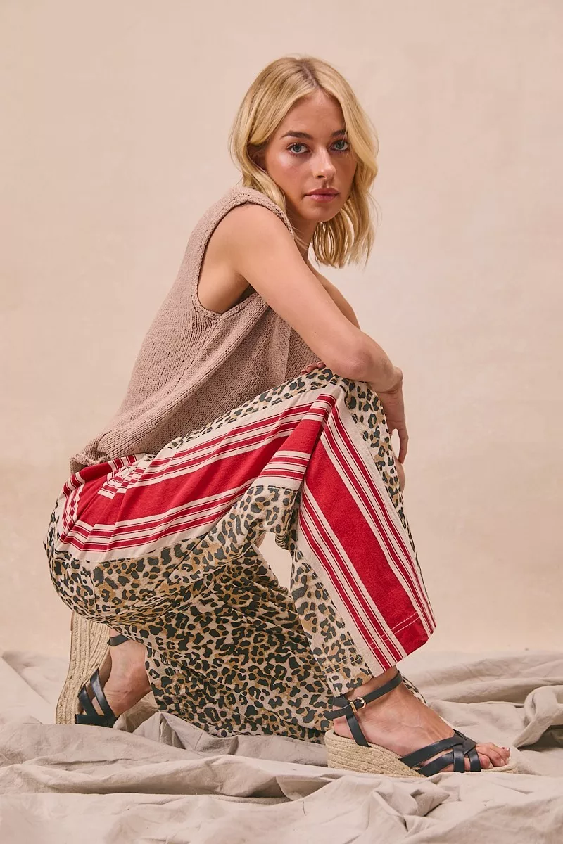 BiBi Leopard Print Pants with Side Contrast and Tucking Welt Pocke - Image 9