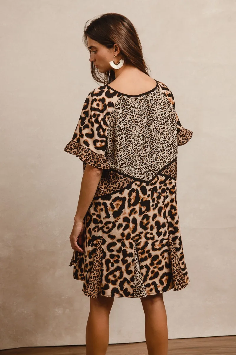 BiBi Leopard Prints Mix and Match Short Sleeves Dress - Image 6