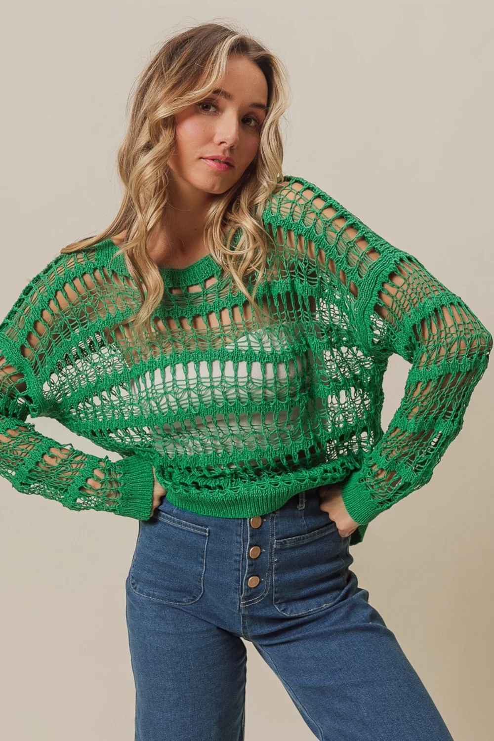 BiBi Long Sleeve Knit Cover Up - Image 2