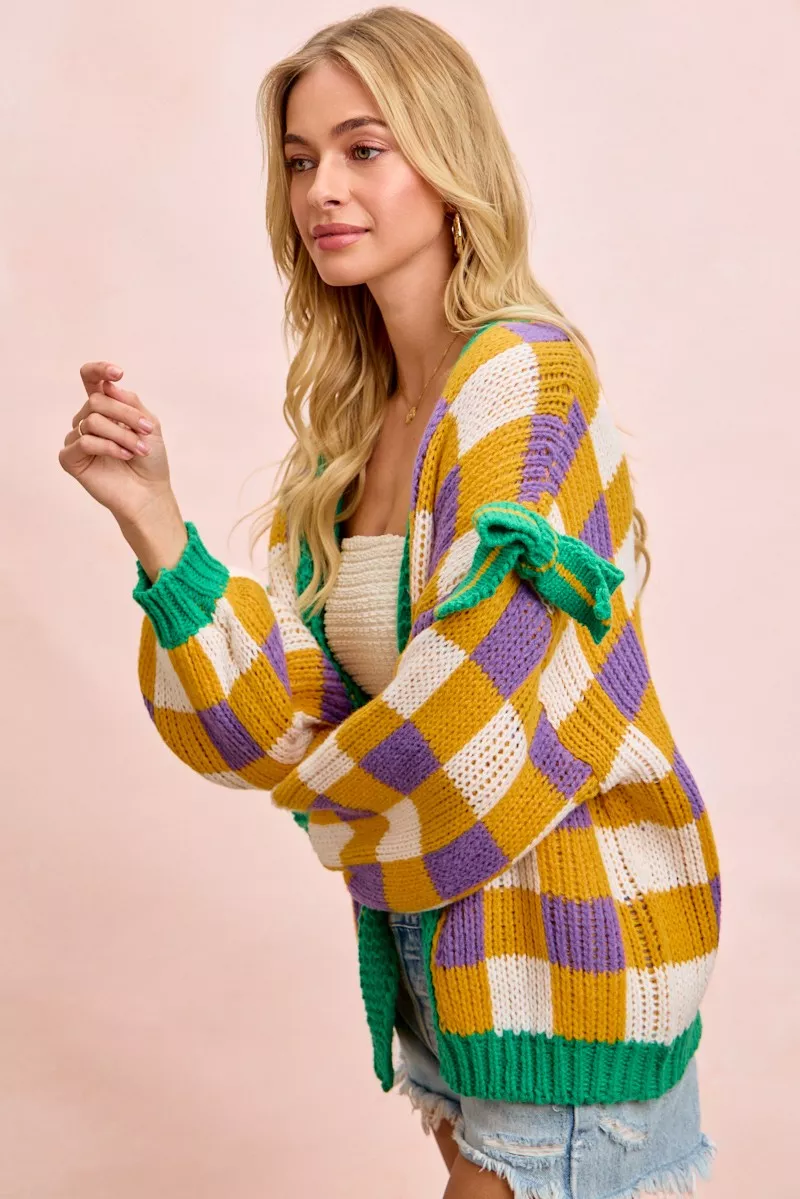BiBi Mardigras Checker Board Front Open Cardigan - Image 13