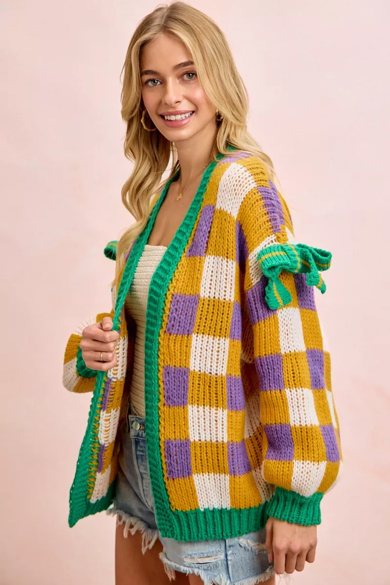 BiBi Mardigras Checker Board Front Open Cardigan - Image 15