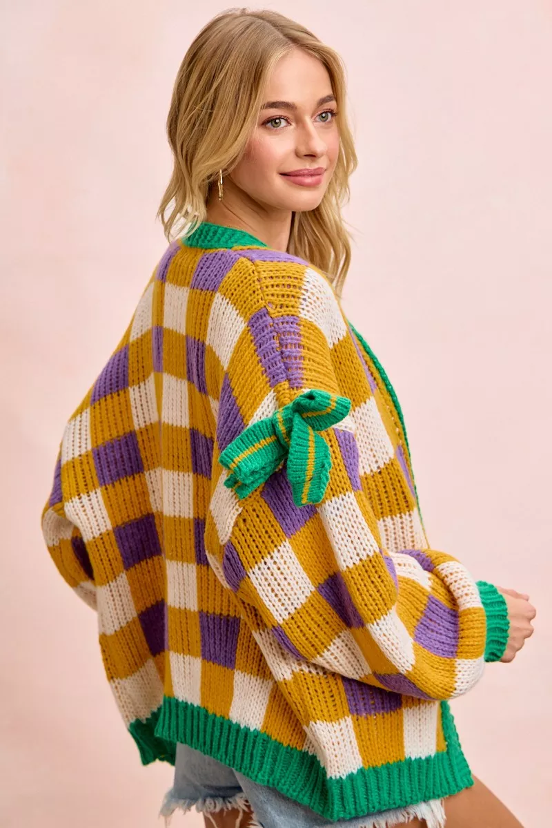 BiBi Mardigras Checker Board Front Open Cardigan - Image 16