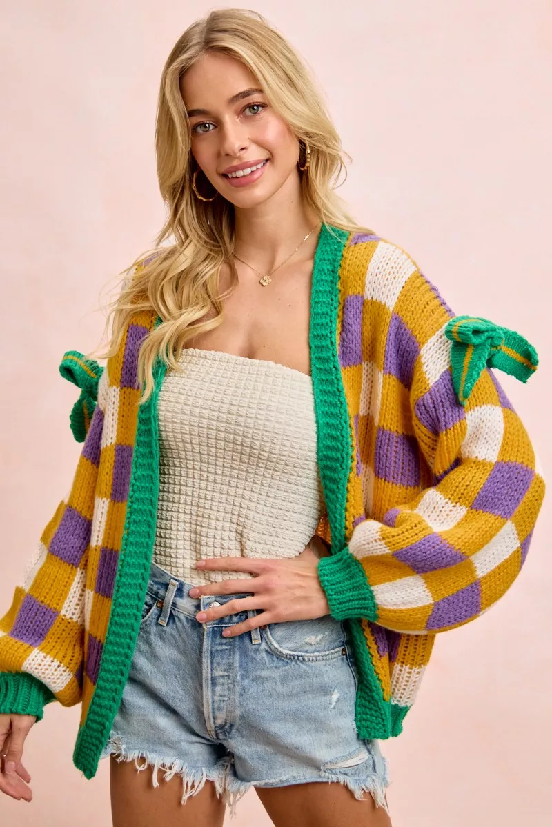 BiBi Mardigras Checker Board Front Open Cardigan - Image 8