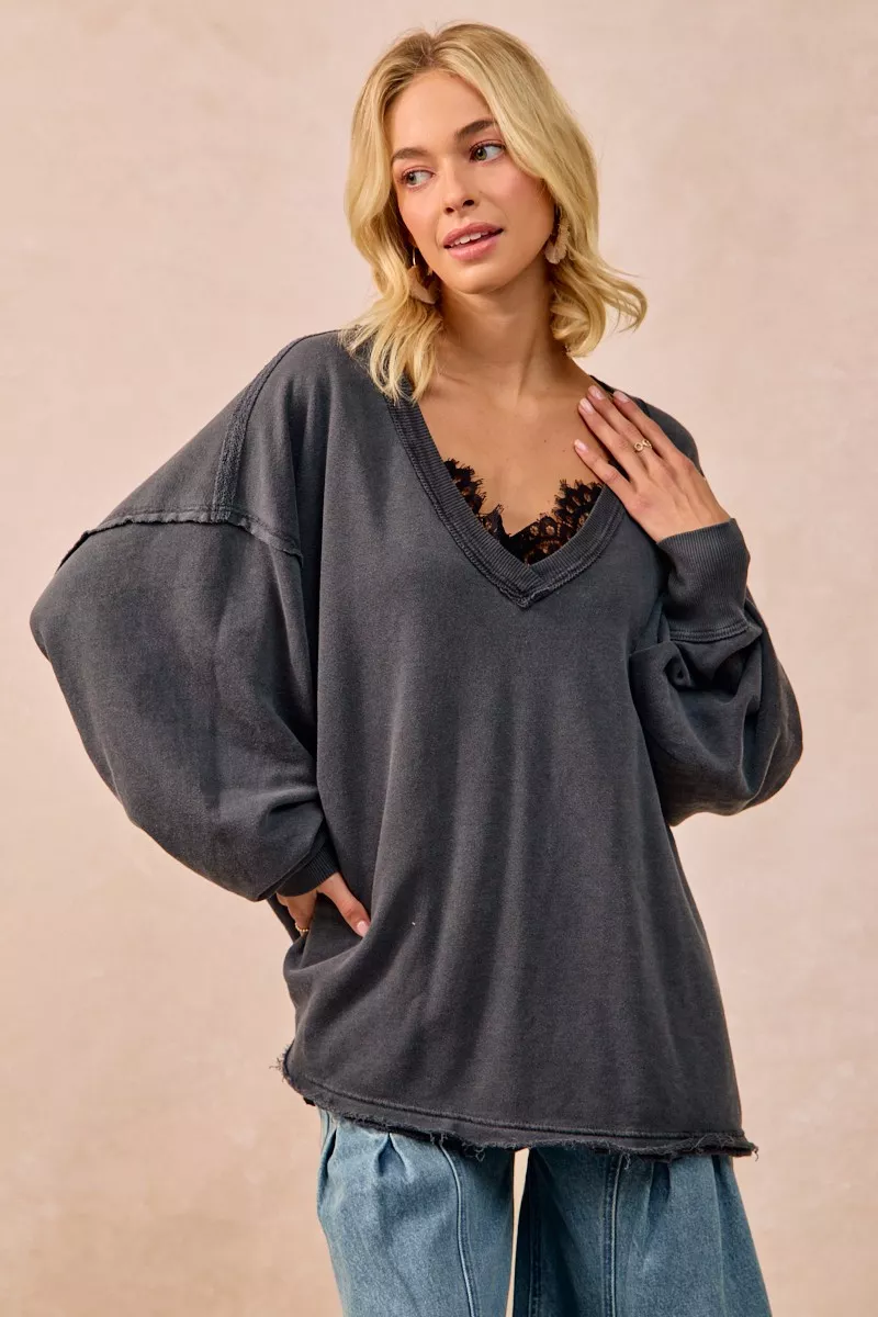 BiBi Mineral Washed French Terry Oversized Sweatshirt - Image 14