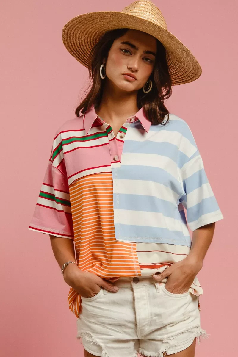 BiBi Mix And Match Stripe Color Block Shirt - Image 3