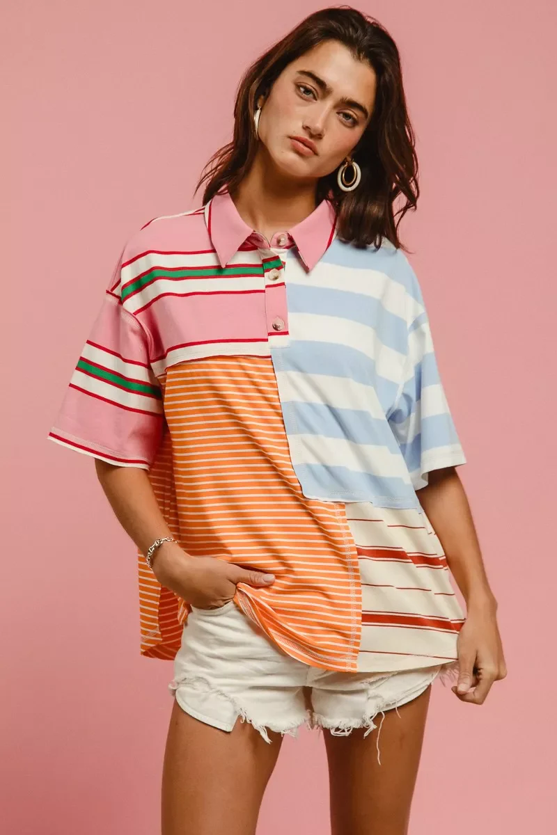 BiBi Mix And Match Stripe Color Block Shirt - Image 4